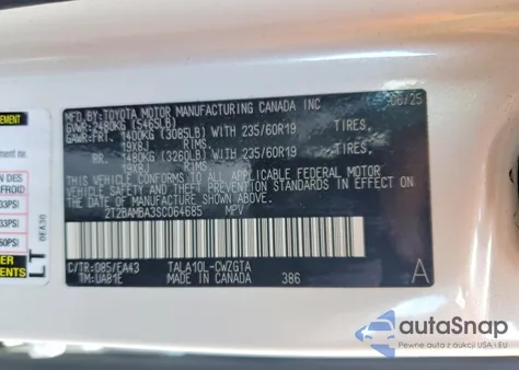 2025 Lexus Rx 350 Base из США, поврежденный, VIN 2T2BAMBA3SC064685